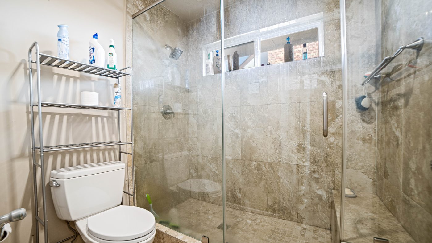 Bathroom with glass walk-in shower at Matterhorn