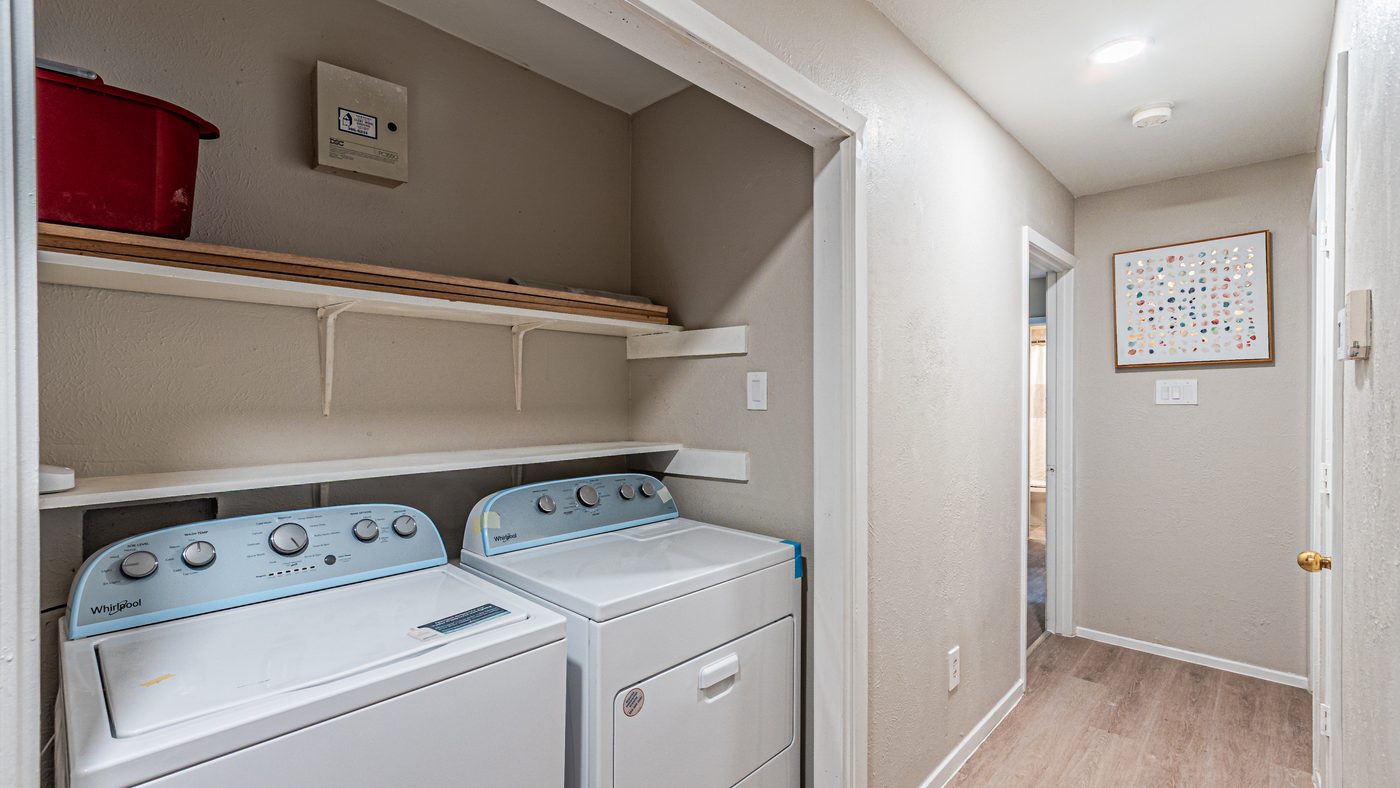 Washer and dryer in a laundry alcove at Yosemite